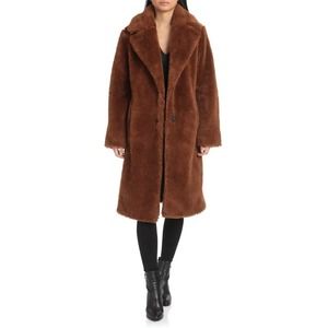 AVEC LES FILLES Teddy Faux Fur Coat Size L